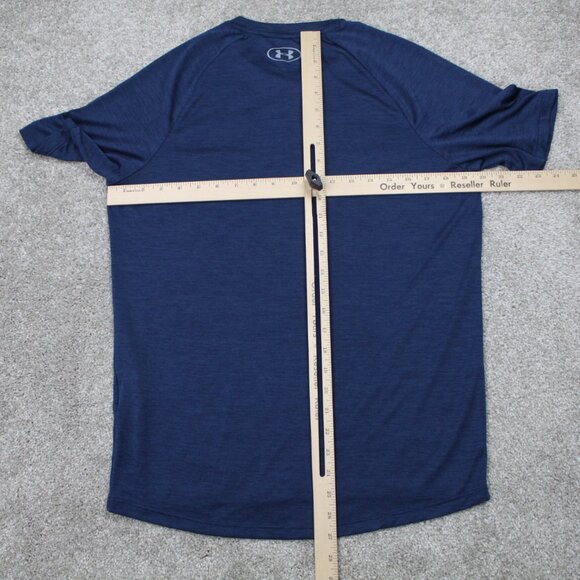 Under Armour The Tech Tee Shirt Mens Small Blue UA V-Neck Polyester S/S Pullover - Picture 10 of 12